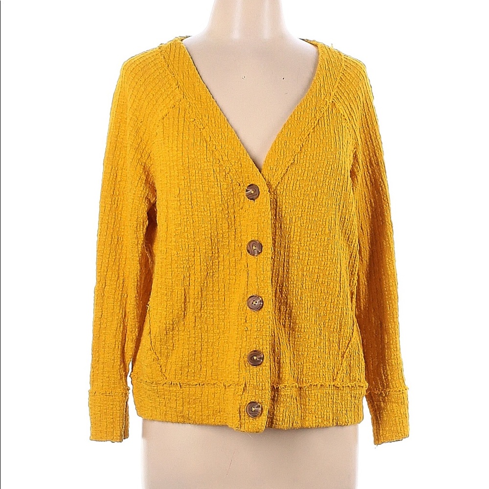 Two by Vince Camuto Mustard Yellow Button Up Cardigan Sweater